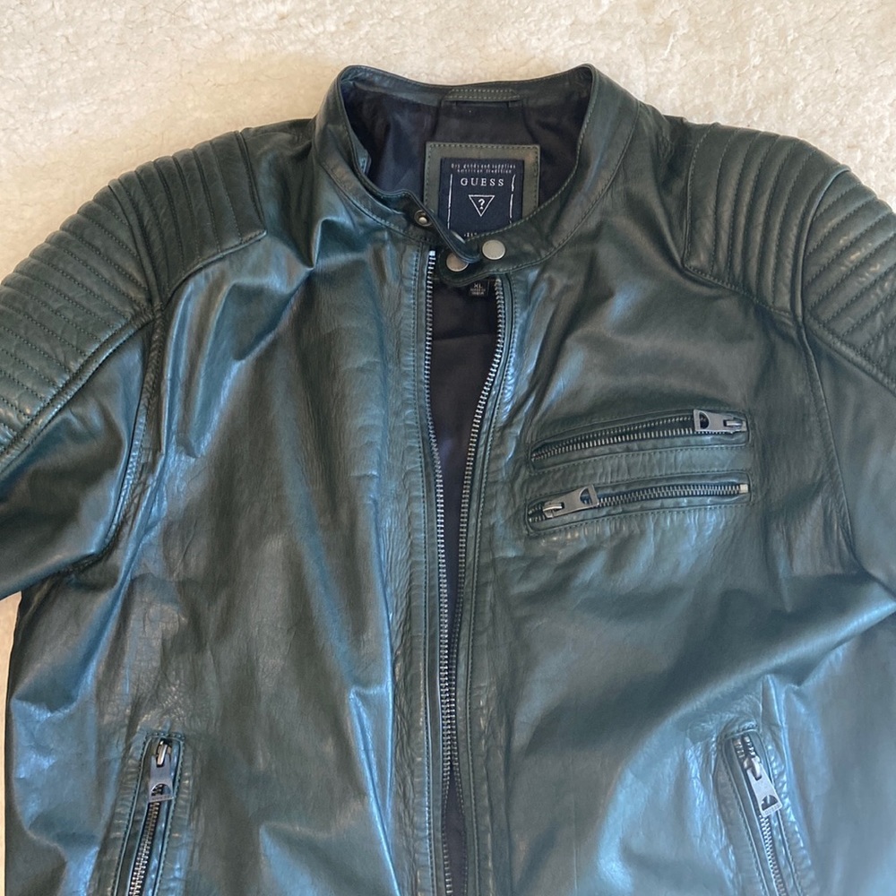 Guess leather moto jacket (not faux leather)